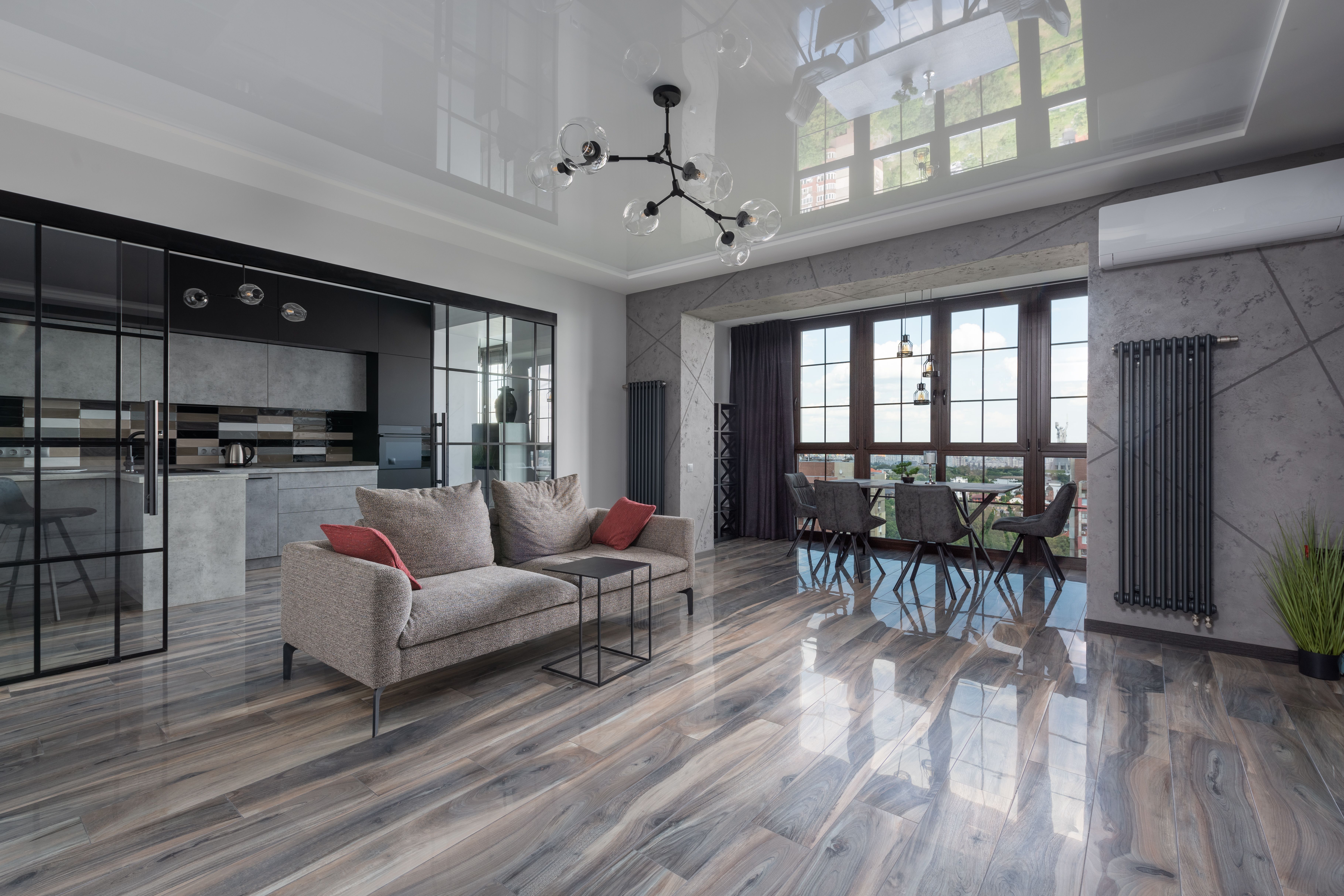 Finished modern residential flooring in an updated living space